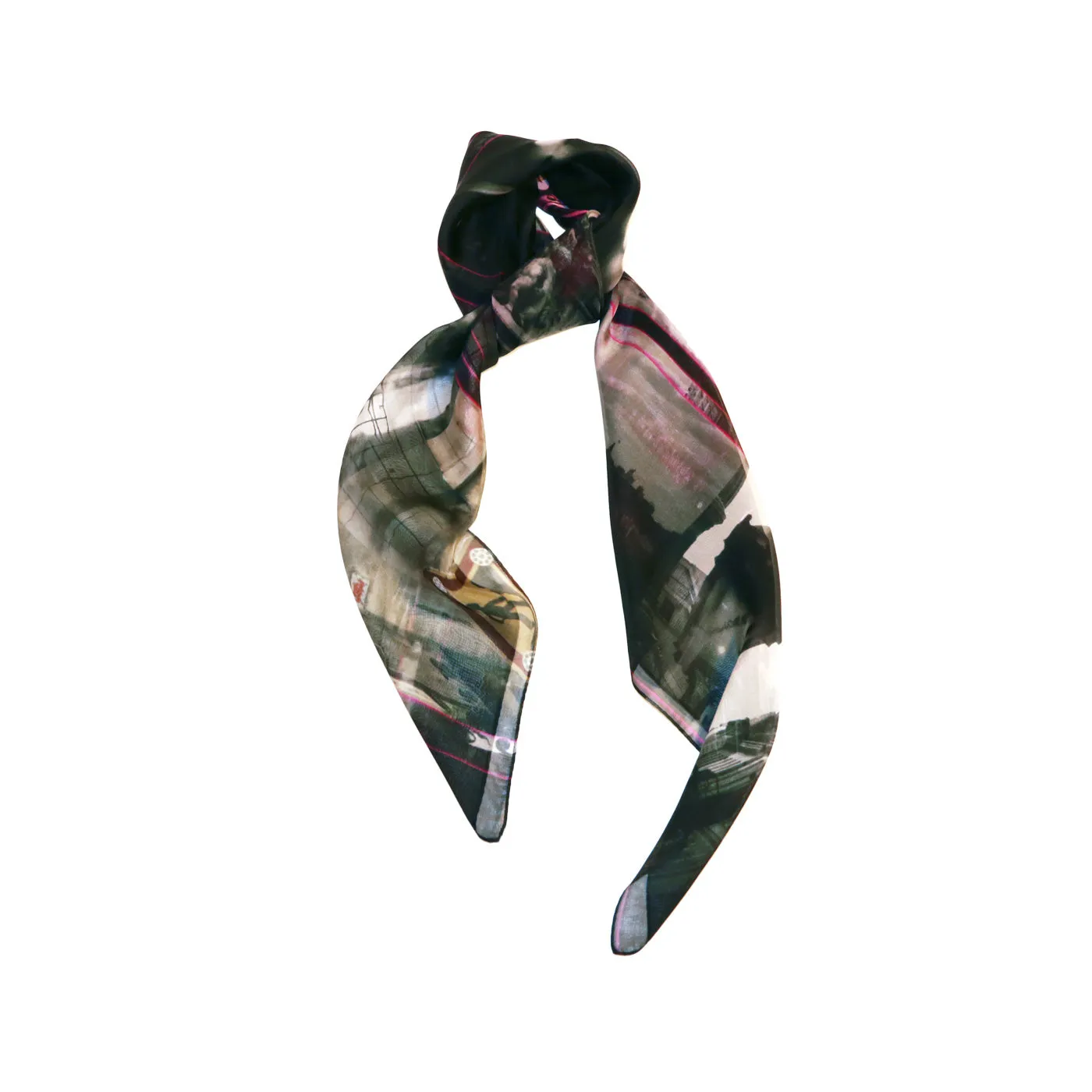 [ LIMITED EDITION ] Silk Chiffon Scarf "Paris' Impression 16" 90x90cm