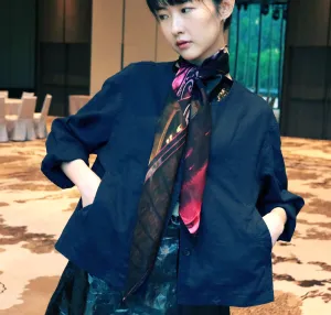 [ LIMITED EDITION ] Silk Chiffon Scarf "Paris' Impression 16" 90x90cm