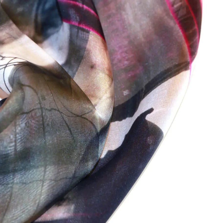 [ LIMITED EDITION ] Silk Chiffon Scarf "Paris' Impression 16" 90x90cm