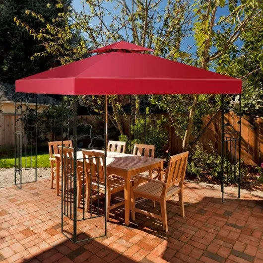 10' x 10' 2-Tier 3 Colors Patio Canopy Top Replacement Cover- Red