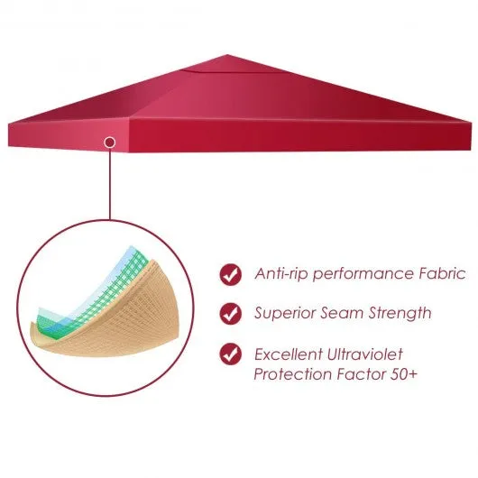 10' x 10' 2-Tier 3 Colors Patio Canopy Top Replacement Cover- Red