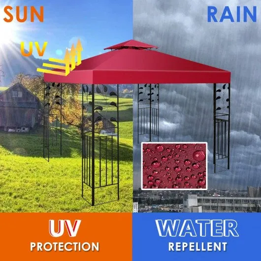10' x 10' 2-Tier 3 Colors Patio Canopy Top Replacement Cover- Red