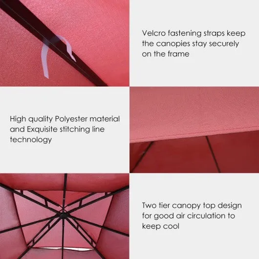 10' x 10' 2-Tier 3 Colors Patio Canopy Top Replacement Cover- Red