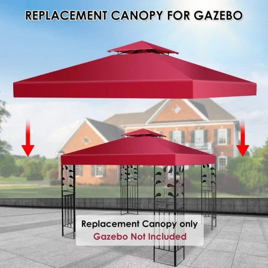 10' x 10' 2-Tier 3 Colors Patio Canopy Top Replacement Cover- Red