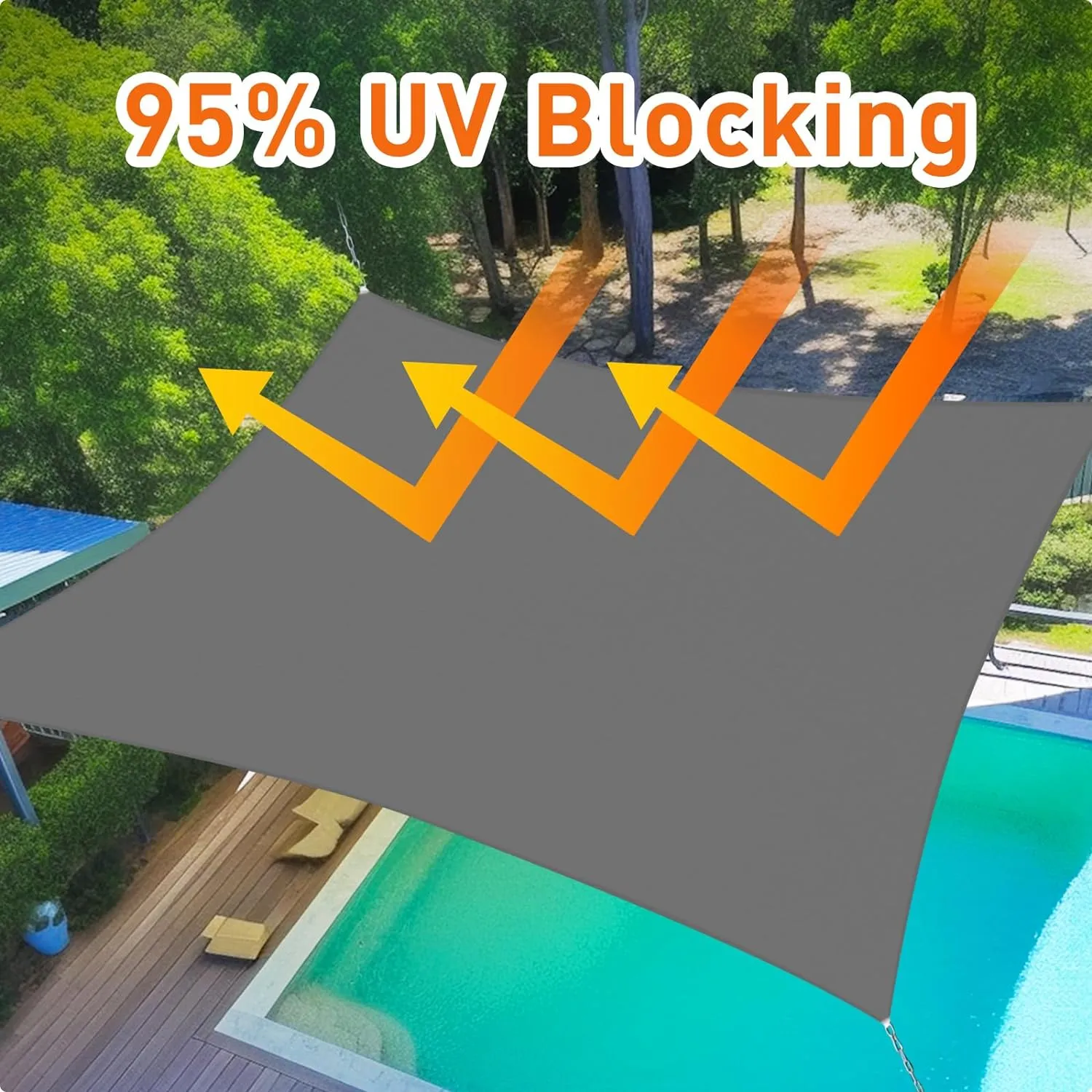 10' x 13' Sun Shade Sails Rectangle Canopy, Dark Grey UV Block Cover for Outdoor Patio Garden