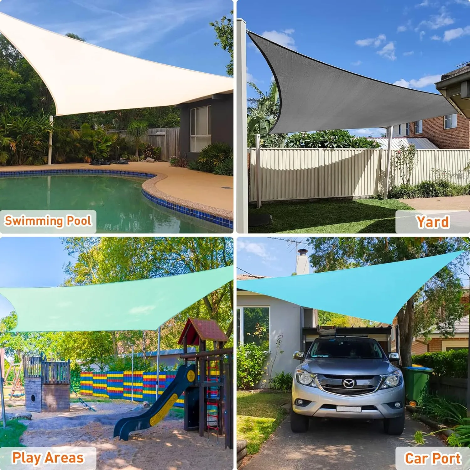 10' x 13' Sun Shade Sails Rectangle Canopy, Dark Grey UV Block Cover for Outdoor Patio Garden
