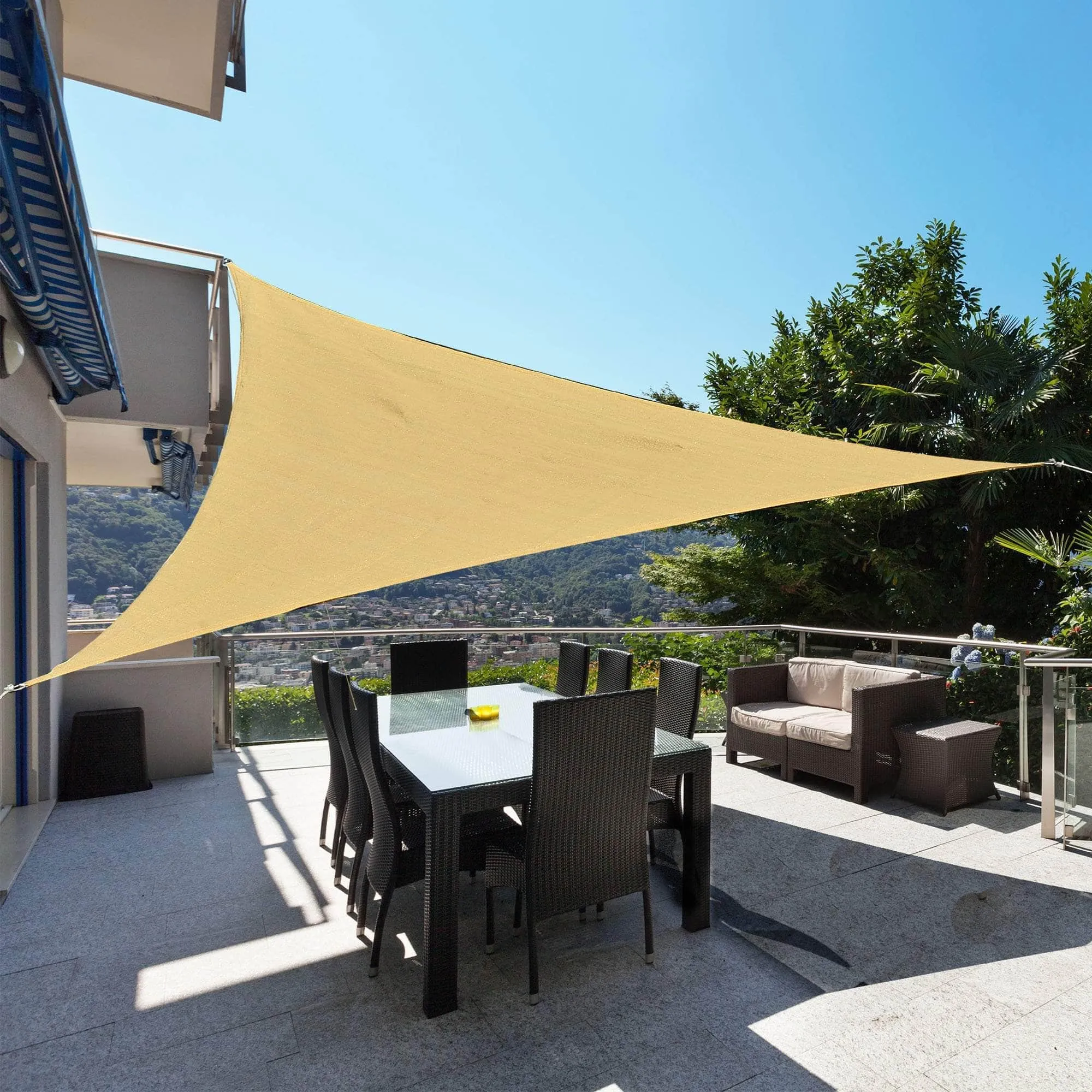 10ft Triangle Canopy Sun Shade Sail Canopy with Carrying Bag - Available in 4 Colours