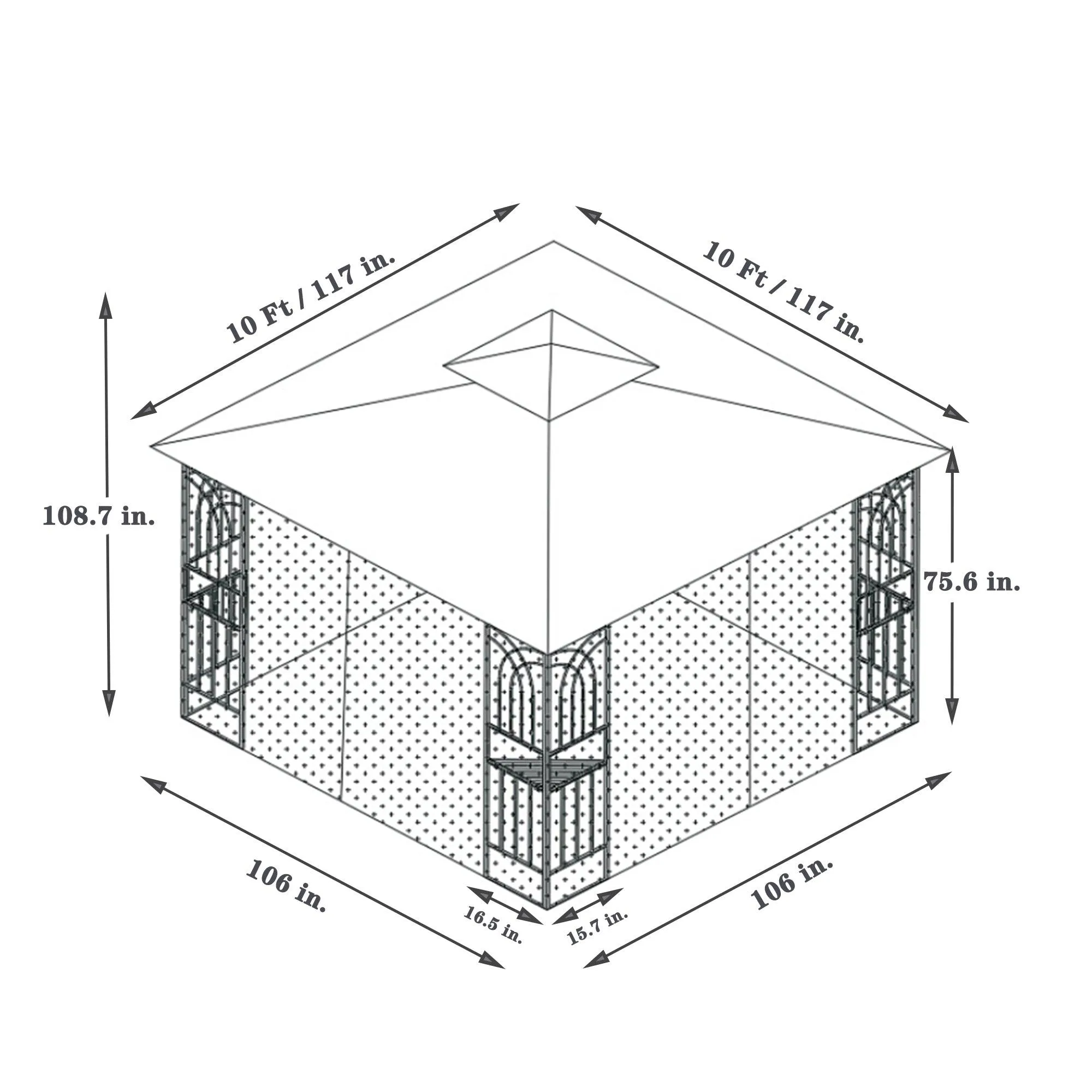 10x10 Outdoor Patio Gazebo Canopy Tent With Ventilated Double Roof And Mosquito net,Gray Top