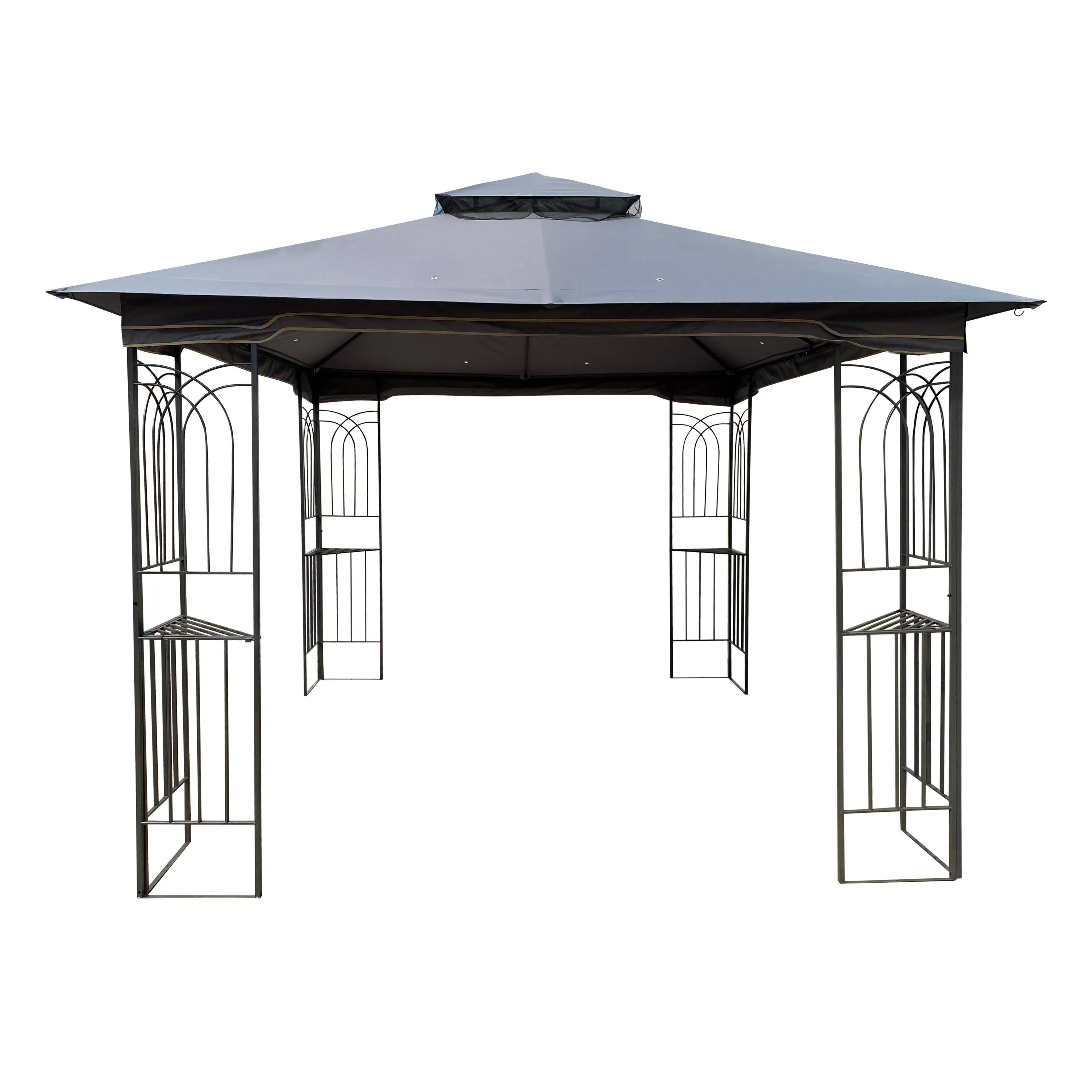 10x10 Outdoor Patio Gazebo Canopy Tent With Ventilated Double Roof And Mosquito net,Gray Top