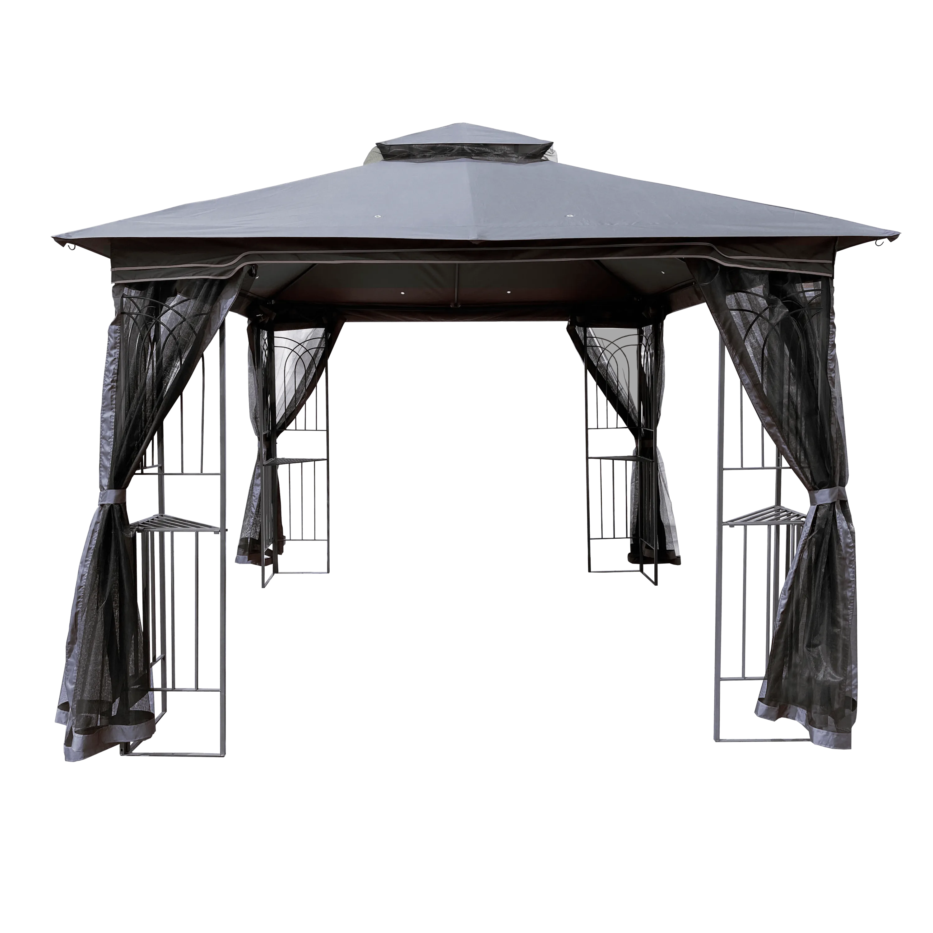 10x10 Outdoor Patio Gazebo Canopy Tent With Ventilated Double Roof And Mosquito net,Gray Top