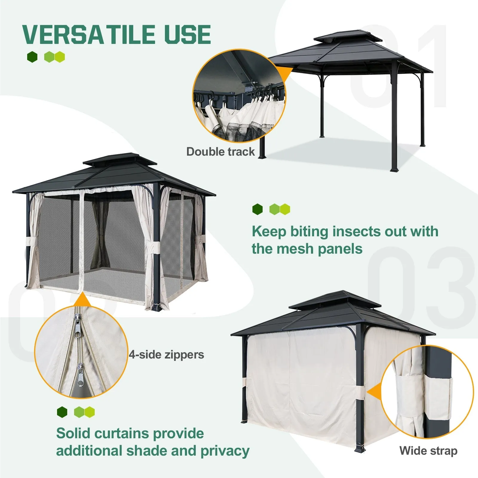 10x12 Outdoor Double Roof Hardtop Gazebo