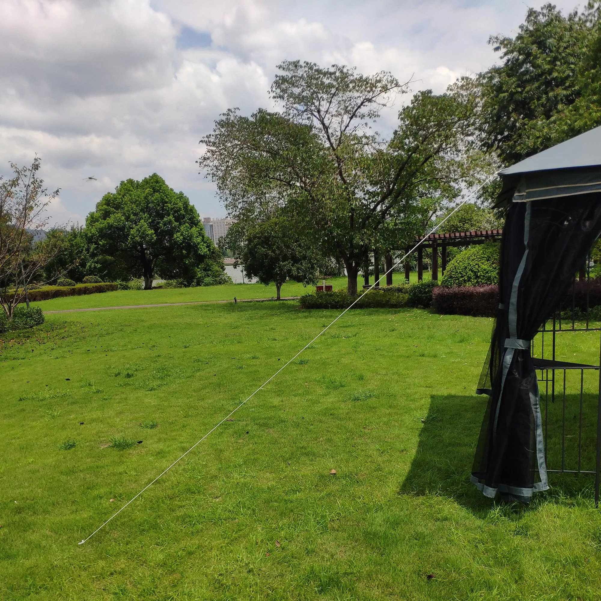 13x10 Outdoor Patio Gazebo Canopy Tent With Ventilated Double Roof And Mosquito net,Gray Top