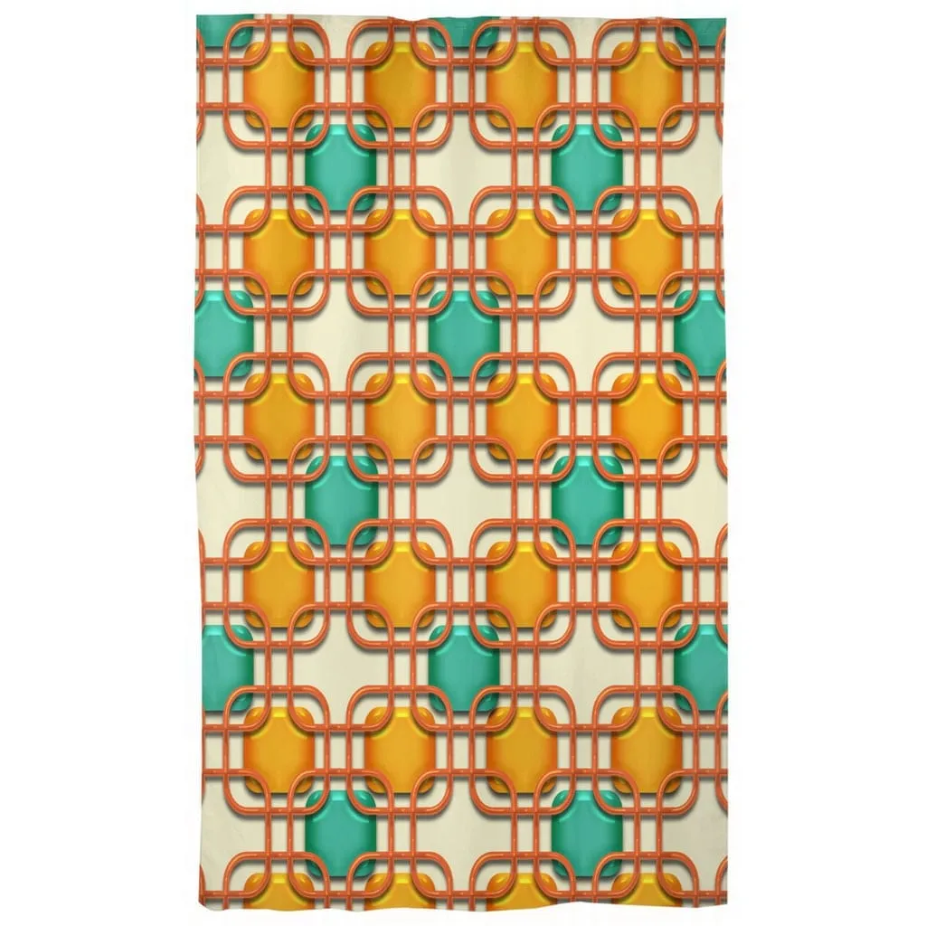 1950s Retro Mid Century Modern Geometric Window Curtains