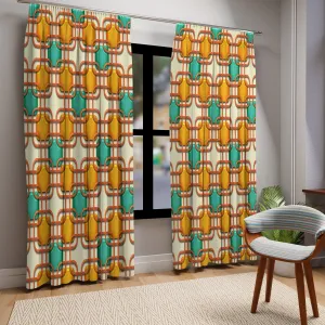 1950s Retro Mid Century Modern Geometric Window Curtains