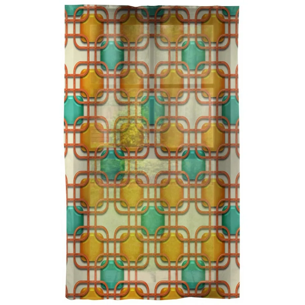 1950s Retro Mid Century Modern Geometric Window Curtains