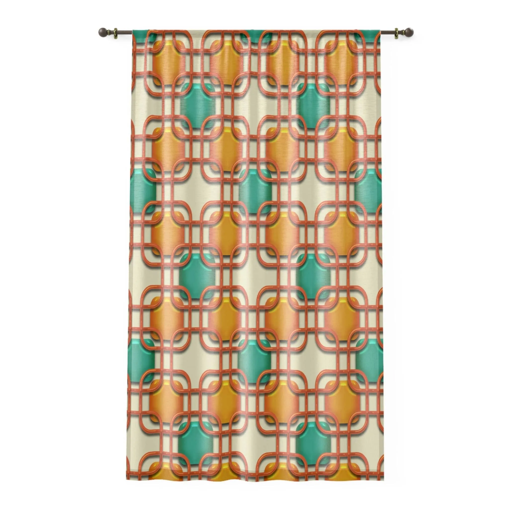 1950s Retro Mid Century Modern Geometric Window Curtains