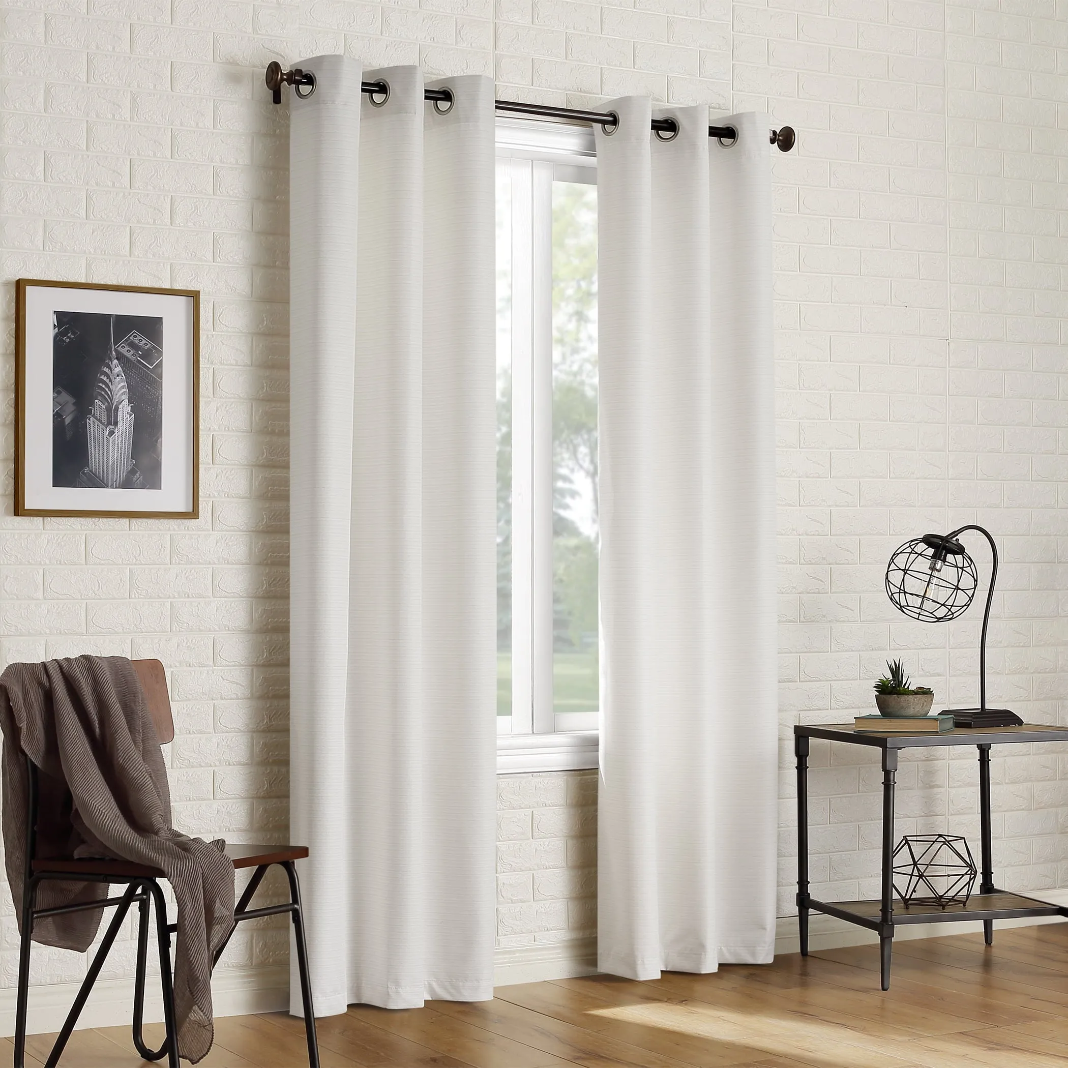 2-pack Arlo Textured Thermal Insulated Grommet Curtain Panel Pair, 40"x84", Pearl White