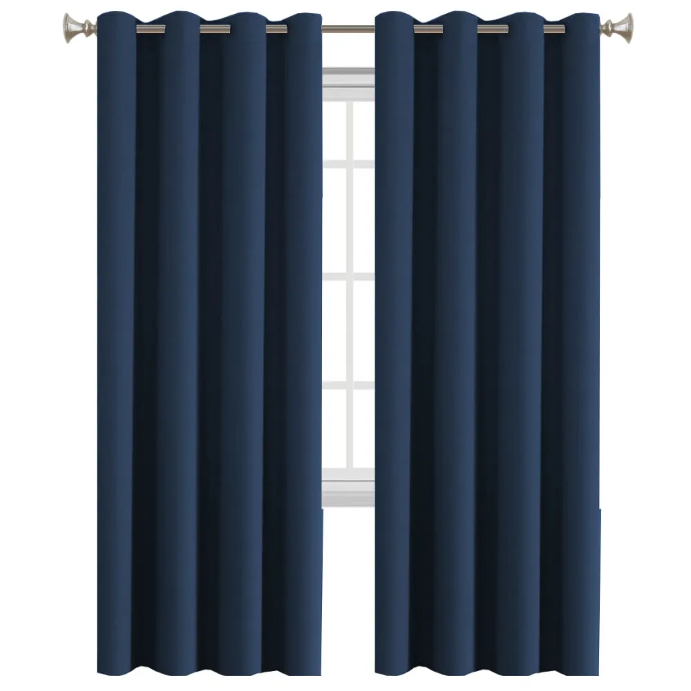 2 x Blockout Curtains Blackout Bedroom Curtain Draperies Eyelet for Living Room