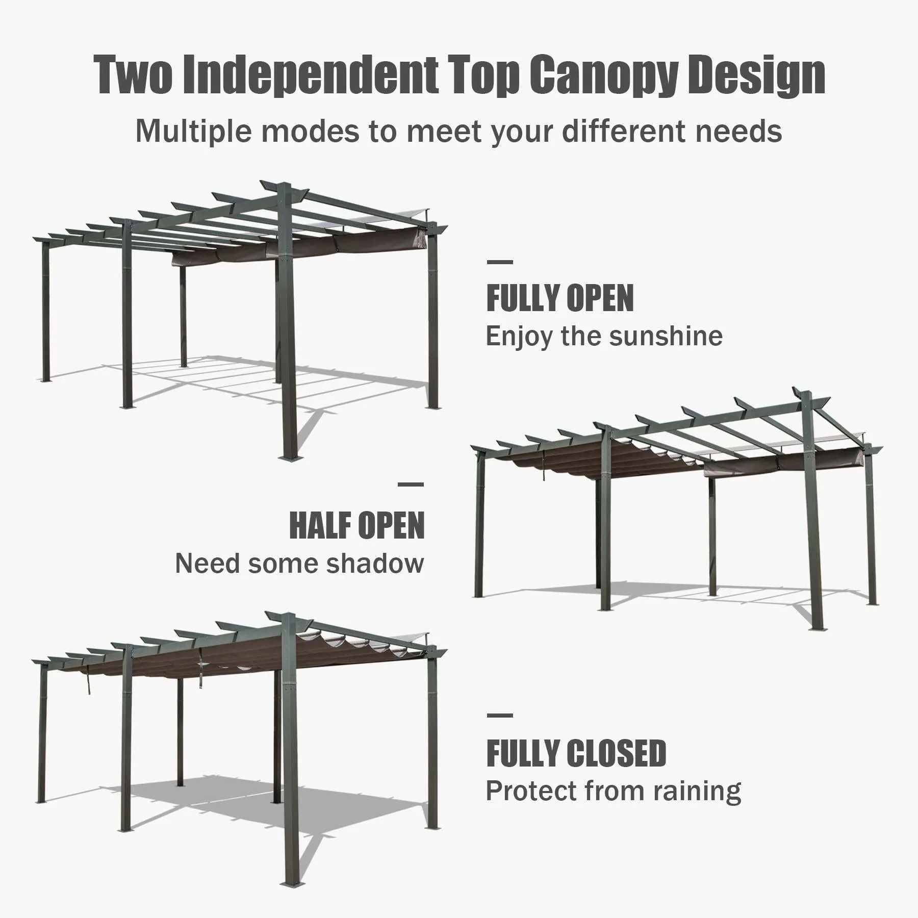 20x11 ft Outdoor Retractable Pergola With Canopy