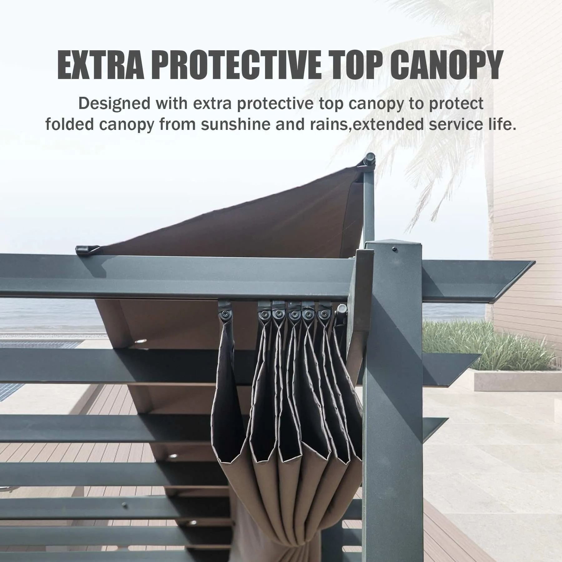 20x11 ft Outdoor Retractable Pergola With Canopy