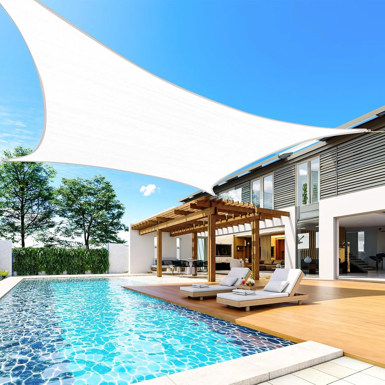 20x26ft Sun Shade Sail for Patio, 185GSM Heavy Duty Rectangular Outdoor Sunshades Canopy Cover