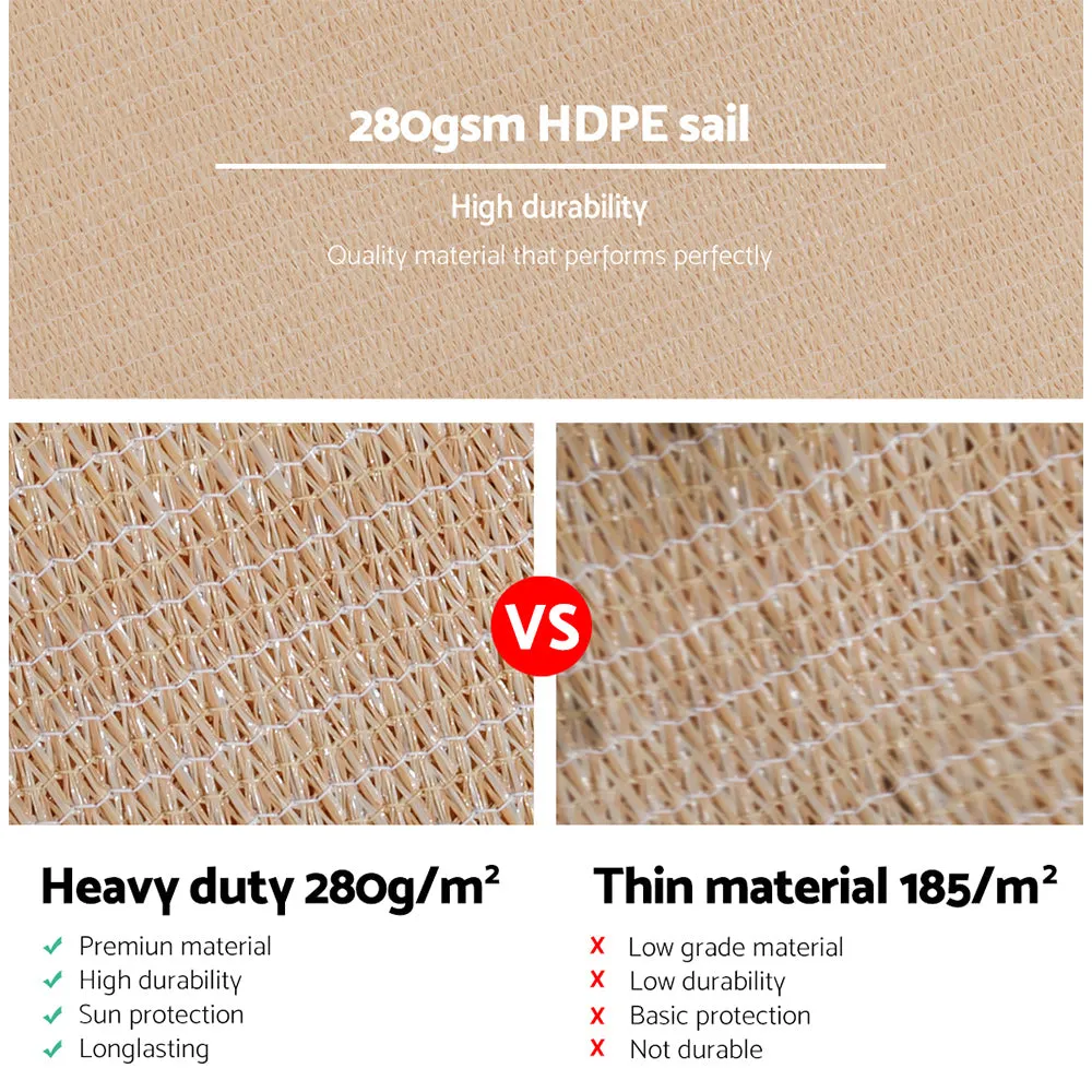 2.5x3m Shade Sail Sun Shade cloth 280gsm Sand
