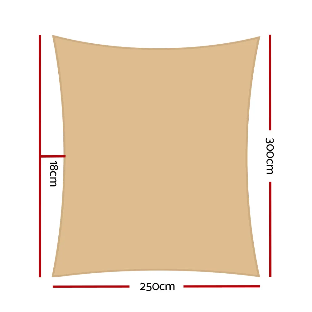 2.5x3m Shade Sail Sun Shade cloth 280gsm Sand
