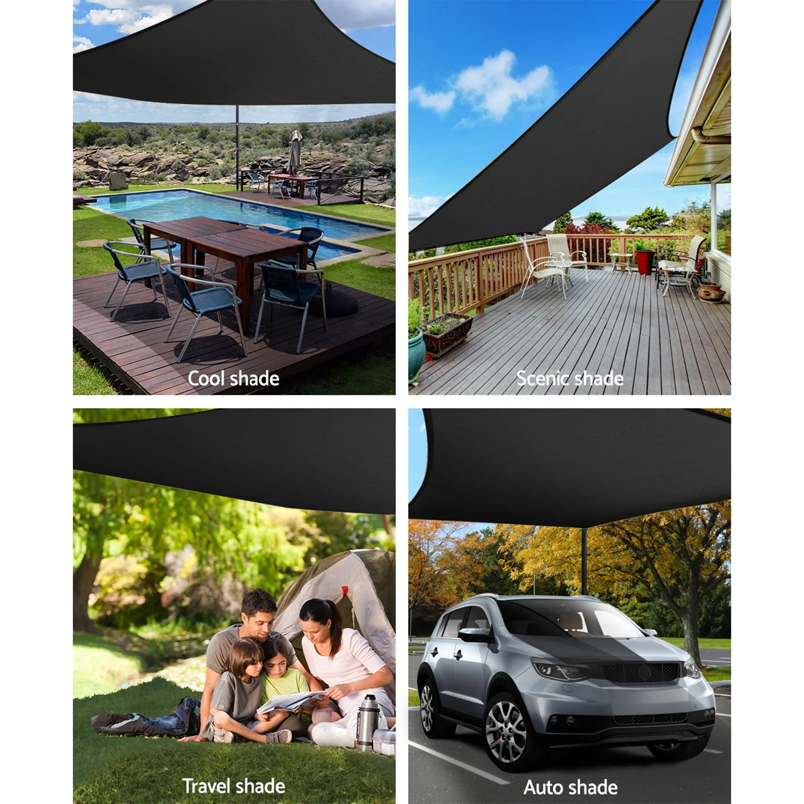 280GSM Shadecloth Canopy Shade Sail Shade Cloth Rectangle Black 6 x 7m