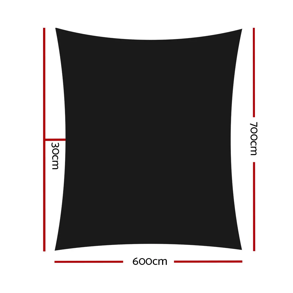 280GSM Shadecloth Canopy Shade Sail Shade Cloth Rectangle Black 6 x 7m