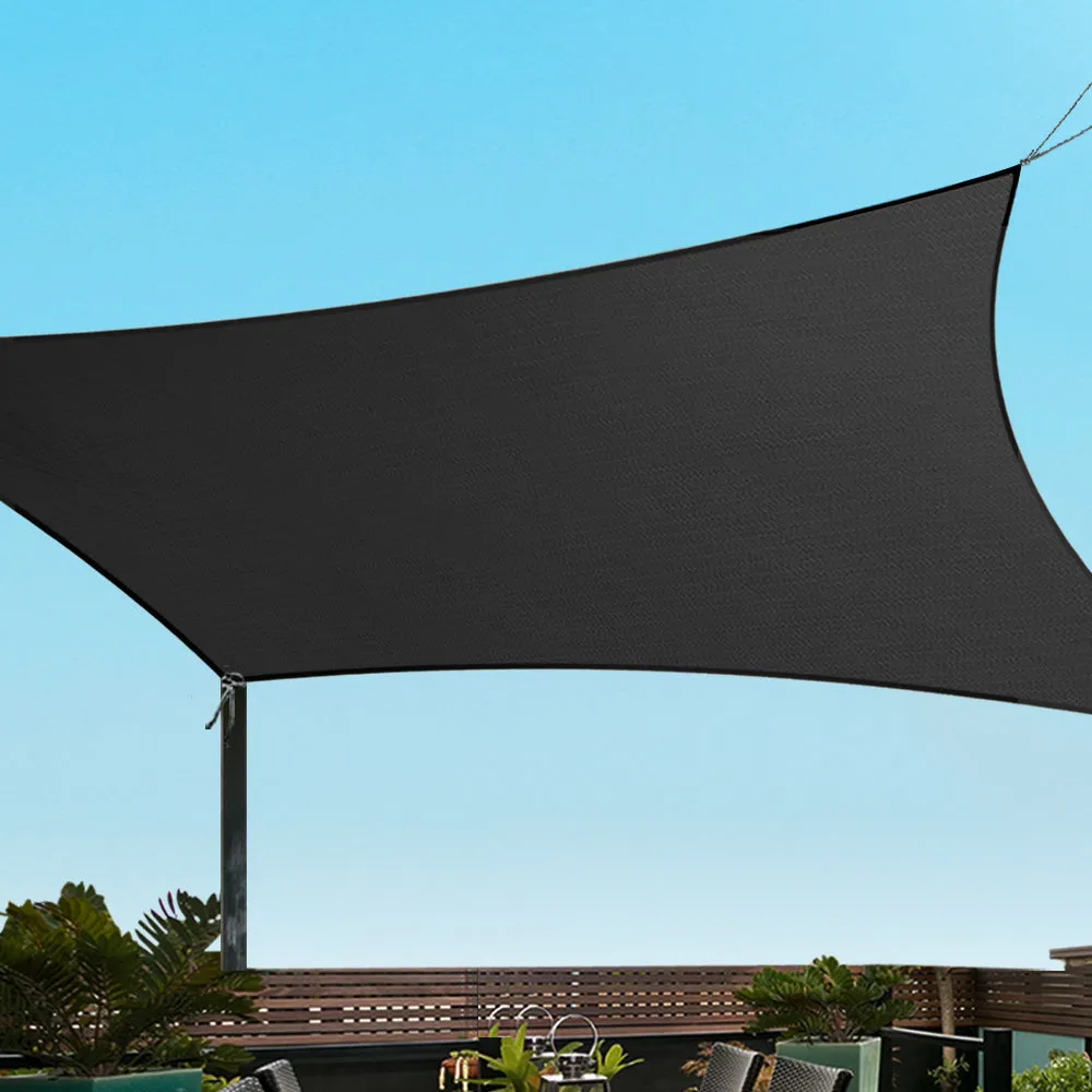 280GSM Shadecloth Canopy Shade Sail Shade Cloth Rectangle Black 6 x 7m