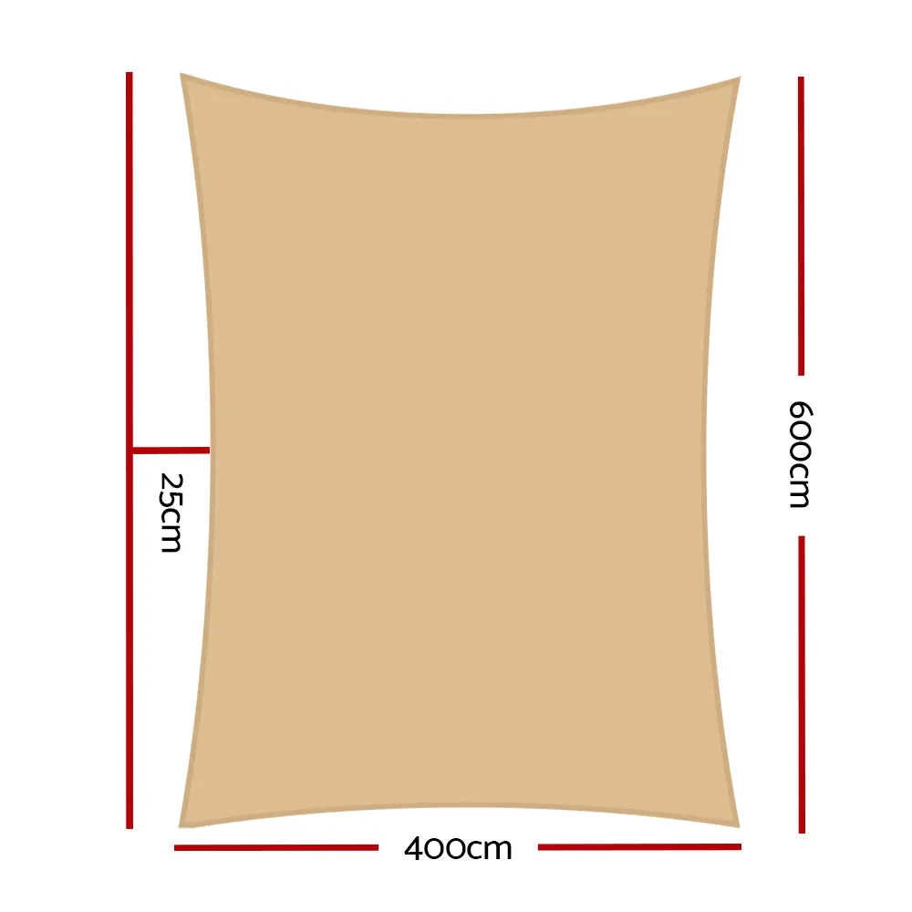 280GSM Shadecloth Canopy Shade Sail Shade Cloth Rectangle Sand Beige 4 x 6m