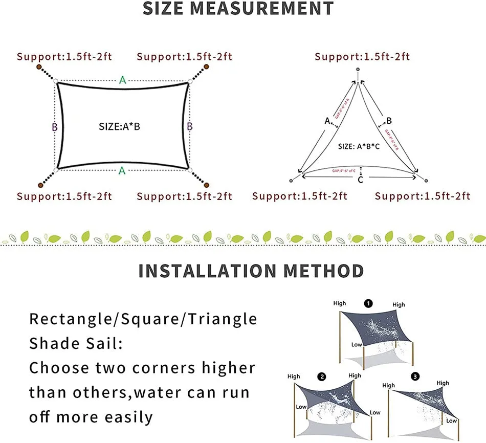 3/4*5m 5*6m 6*8m UV Protection 70% Waterproof Oxford Cloth Outdoor Sun Sunscreen Shade Sails