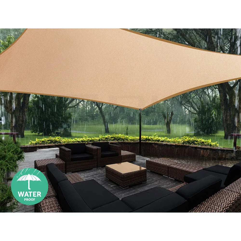 3x6m Waterproof Rectangle Shade Sail Cloth - Sand Beige