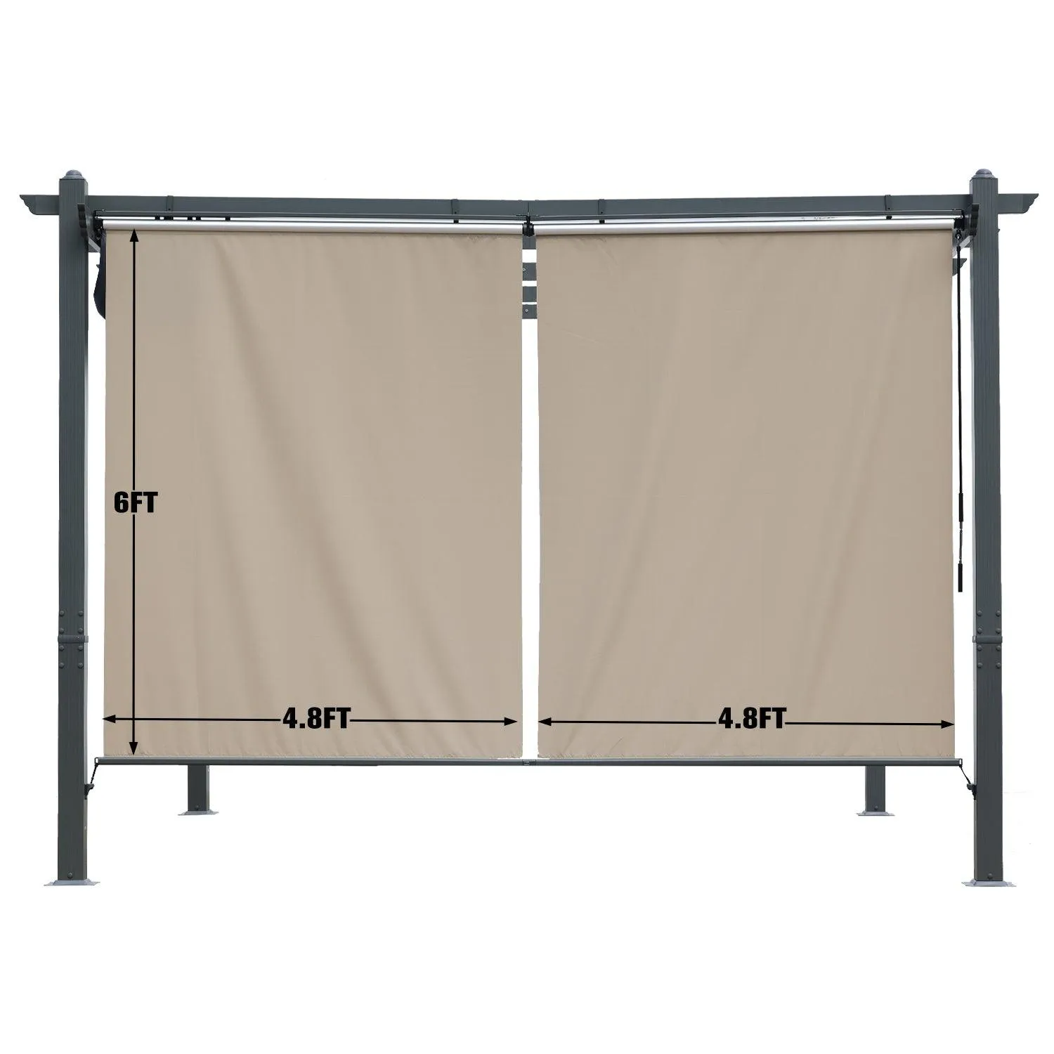 4.8x6 ft. Roller Shade - 2 Pack of Cordles Pergola Curtains, High-Quality Polyester Fabric for Pergola