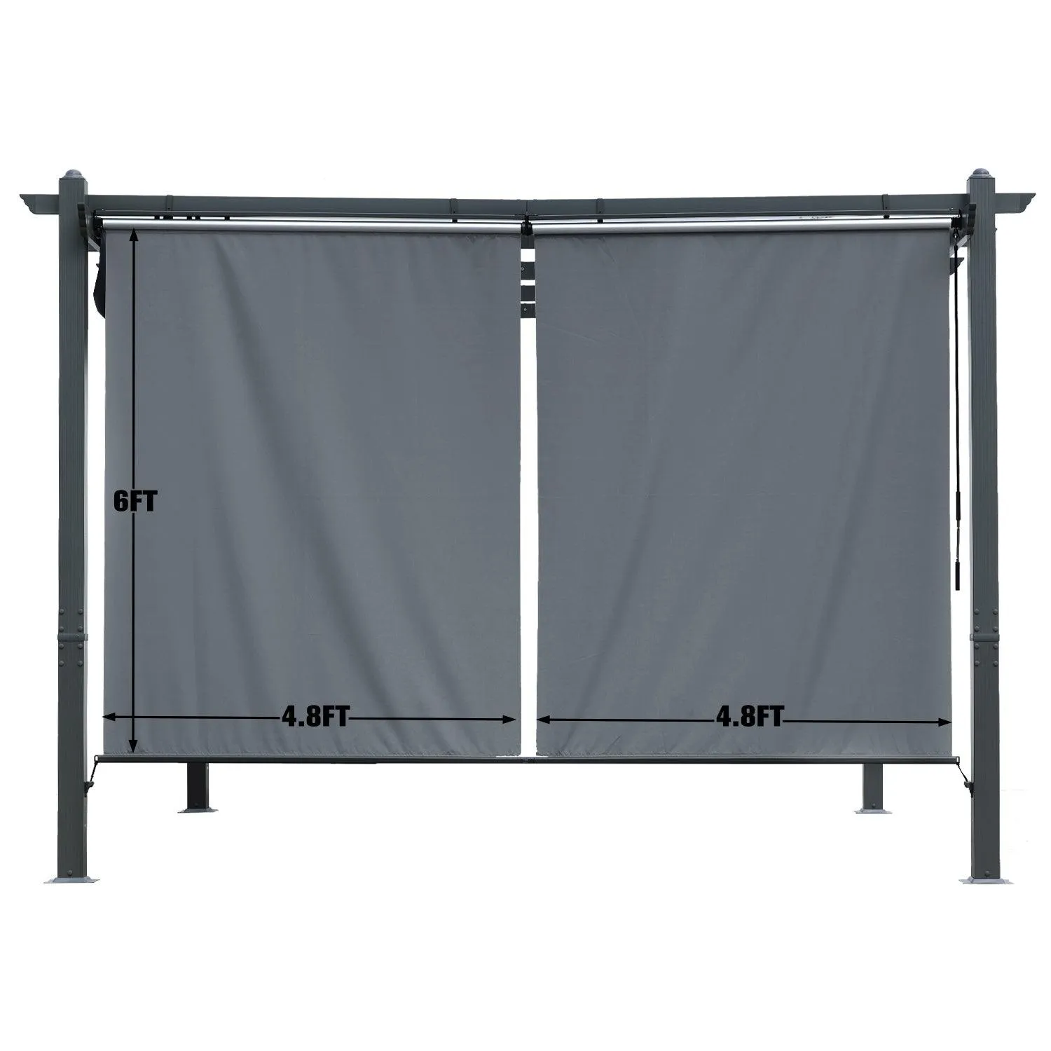 4.8x6 ft. Roller Shade - 2 Pack of Cordles Pergola Curtains, High-Quality Polyester Fabric for Pergola