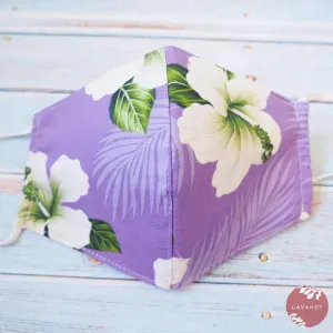 Adjustable Tropical Face Mask • Purple Hibiscus Dance