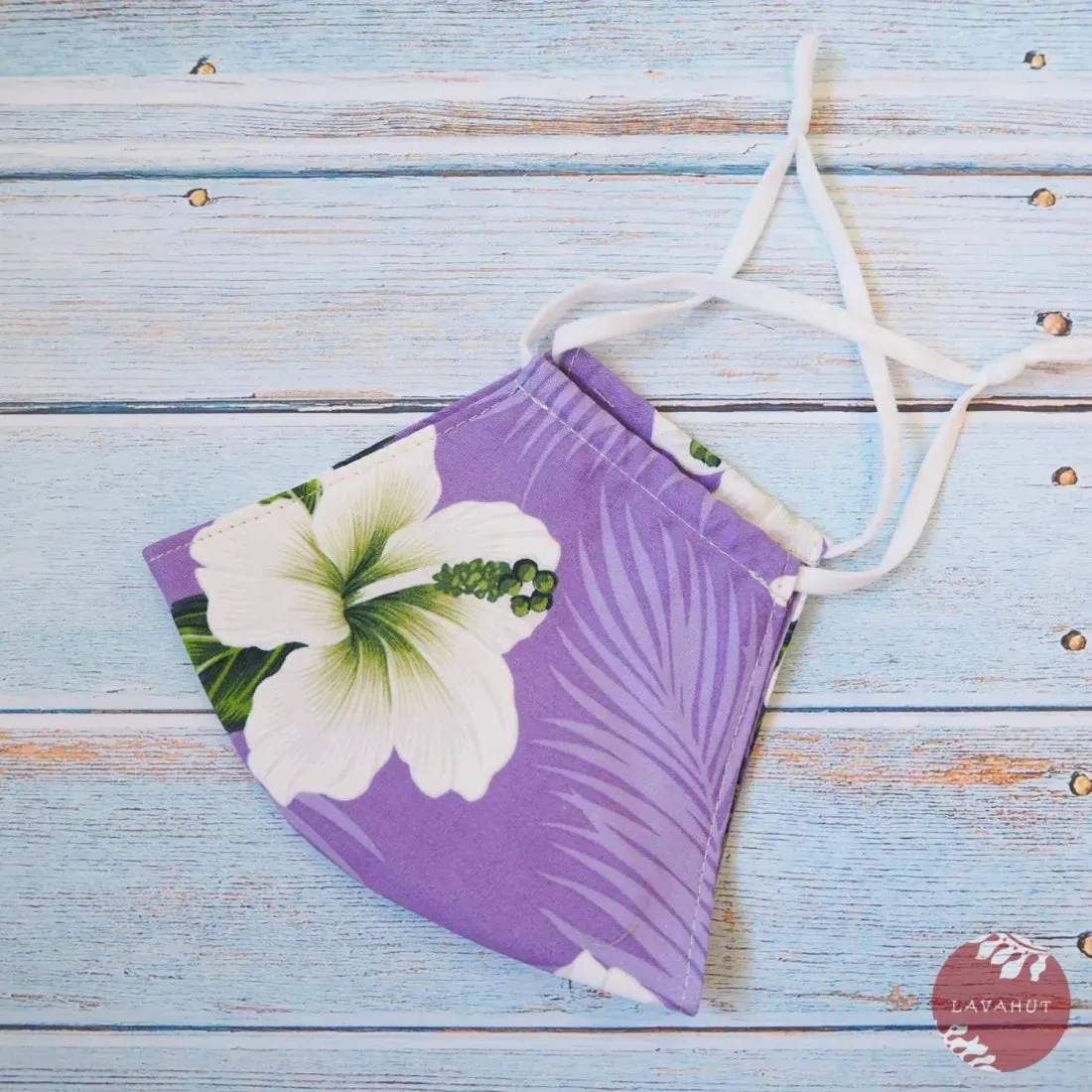 Adjustable Tropical Face Mask • Purple Hibiscus Dance