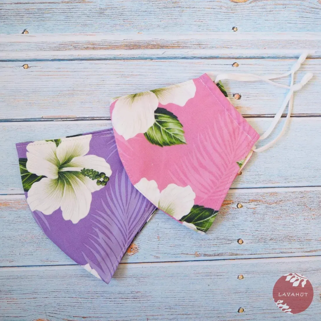 Adjustable Tropical Face Mask • Purple Hibiscus Dance