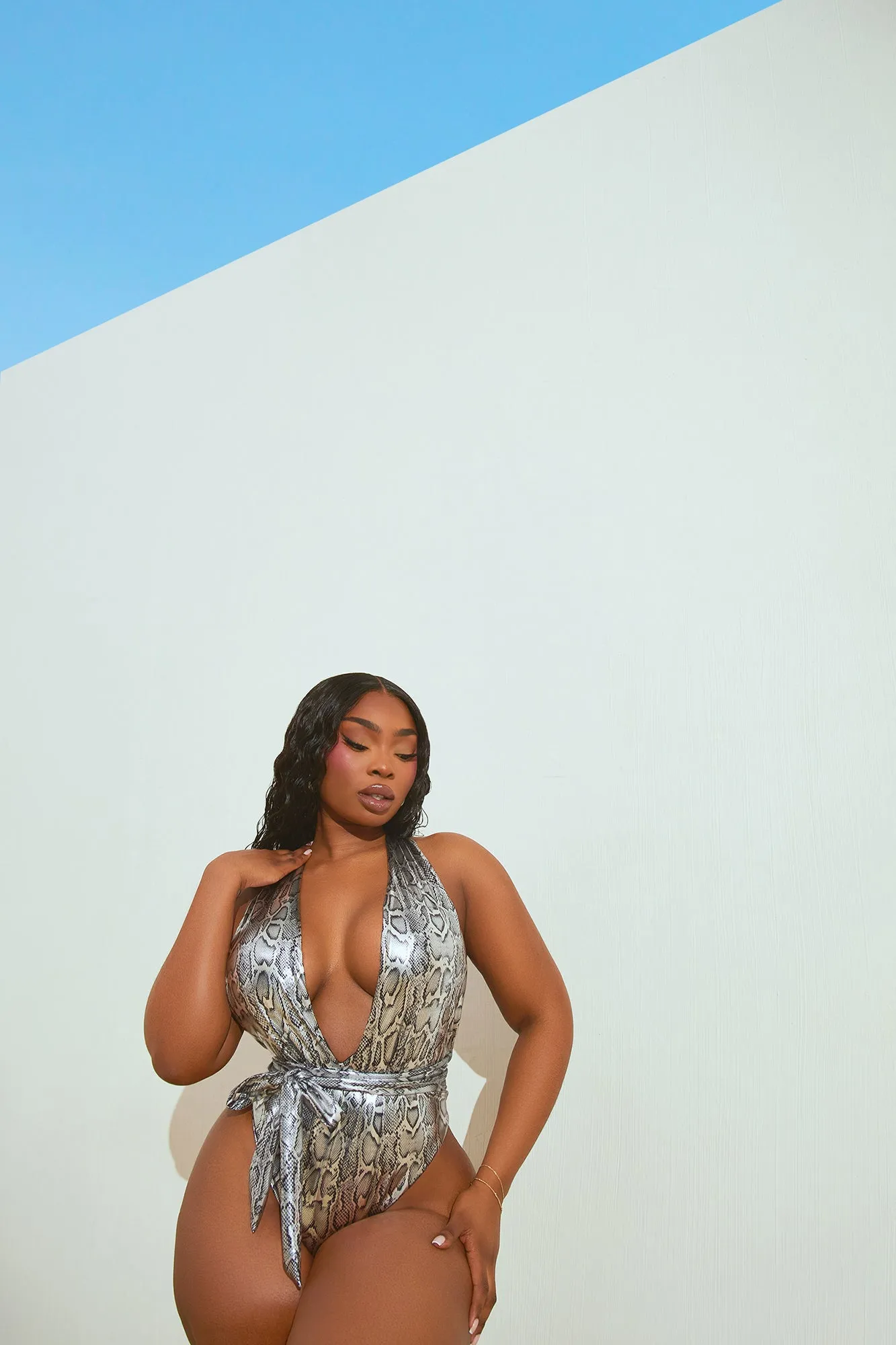 Alexandria Metallic 1 Piece Swimsuit - Silver