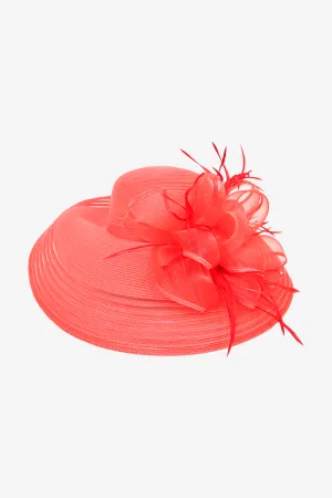 August Hat Company Red Raffia Flower Oversized Sun Hat