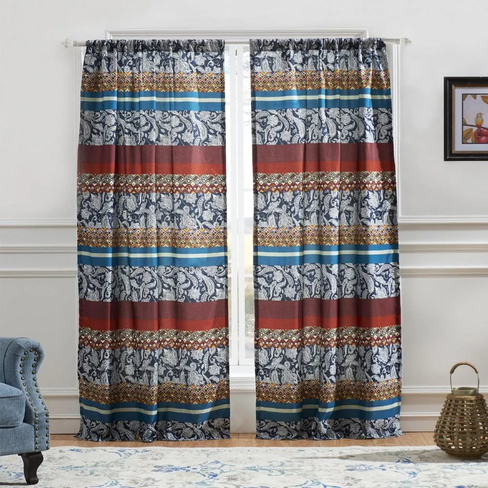 Barefoot Bungalow Vista Quirky Window Panel With Tie Back - 42X84", Multicolor