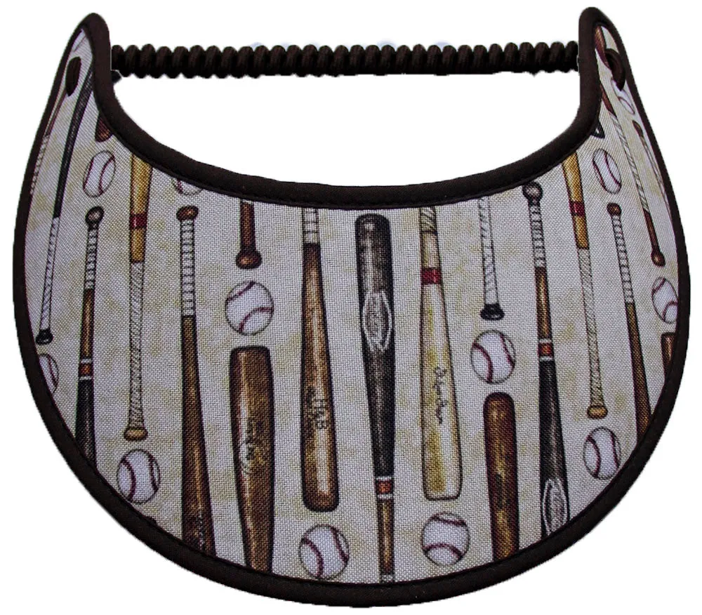 Baseballs and Bats on Tan Sun Visor