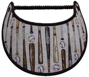 Baseballs and Bats on Tan Sun Visor