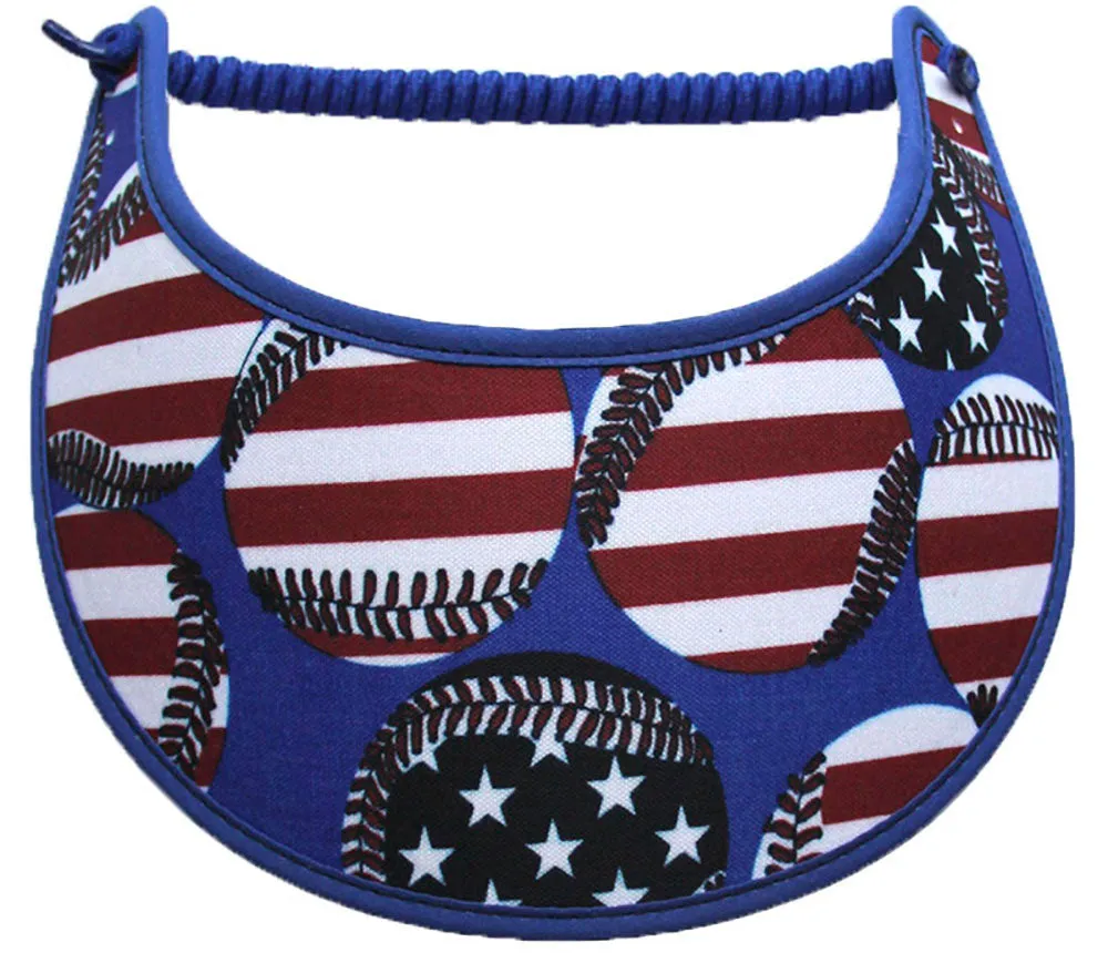 Baseballs in Patriotic Theme on Sun Visor