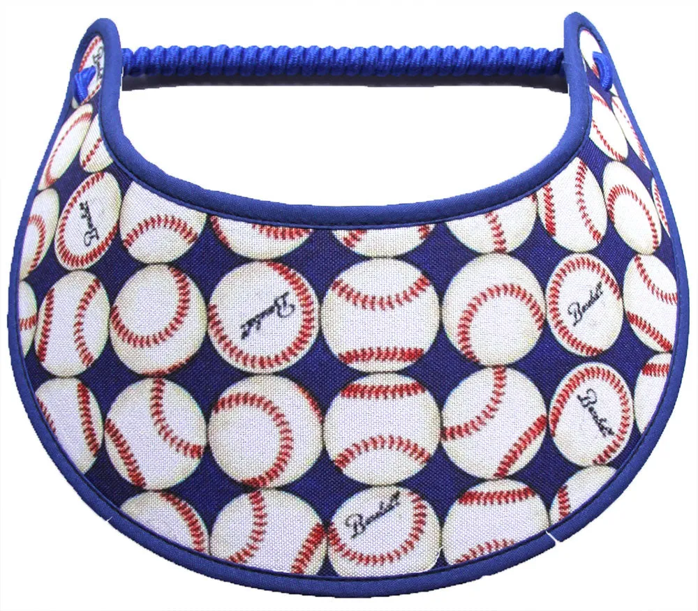 Baseballs on Royal Blue Sun Visor