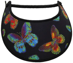 Black sun visor with large butterflies