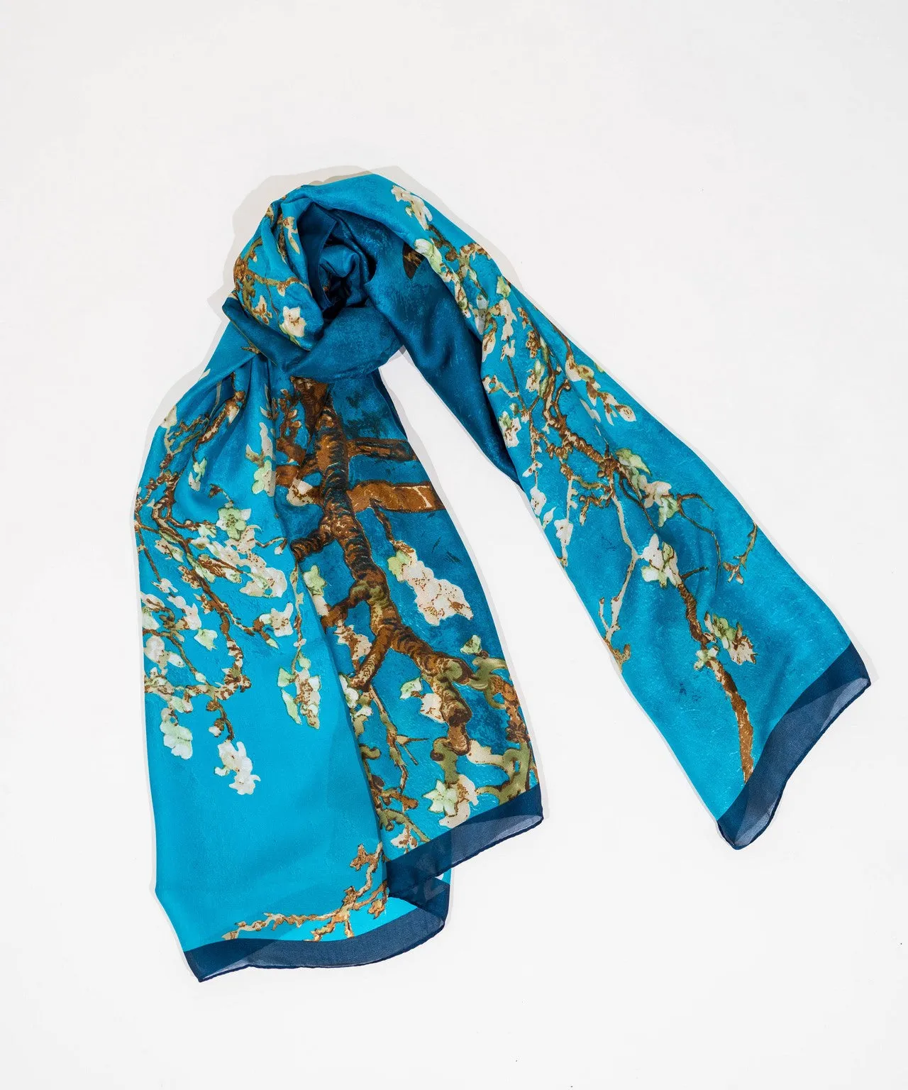 Blue Floral Silk Scarf