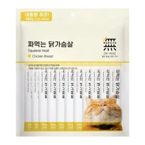 Bow Wow Mumargin Squeeze Chicken Breast Grain-Free Wet Cat Treats 480g