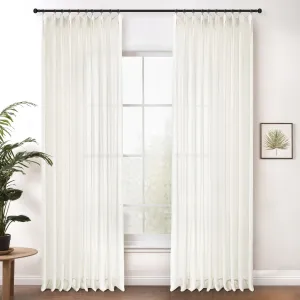 Bright White | Cloud Linen Sheer Curtains Natural Soft Breezy Custom Drapes | Pleated