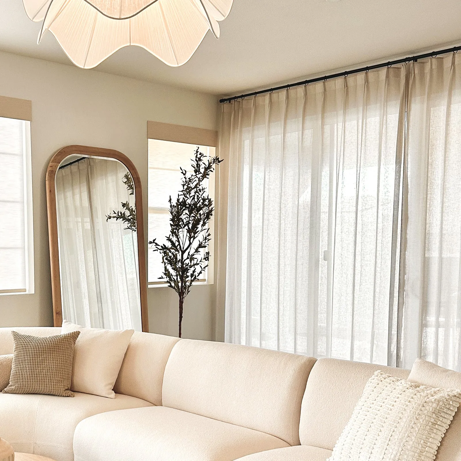 Bright White | Cloud Linen Sheer Curtains Natural Soft Breezy Custom Drapes | Pleated
